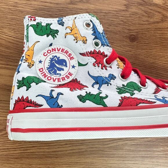 CONVERSE ALL STAR CTAS HI Dinosaur 2 Kids Shoes Canvas White Red Sneaker 663636C - Picture 11 of 13